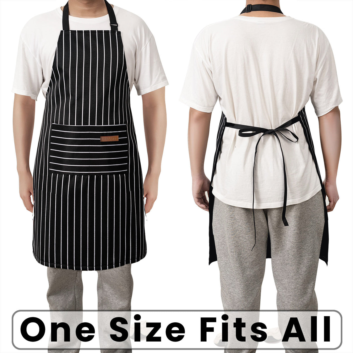 BeLuyi Adjustable Bib Apron with 2 Pockets Chef Cooking Kitchen Restaurant Aprons for Women Men
