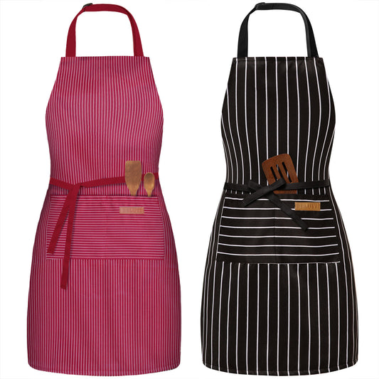 BeLuyi 2 Pack Adjustable Bib Apron with 2 Pockets Chef Cooking Kitchen Restaurant Aprons for Women Men
