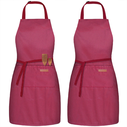 BeLuyi 2 Pack Adjustable Bib Apron with 2 Pockets Chef Cooking Kitchen Restaurant Aprons for Women Men