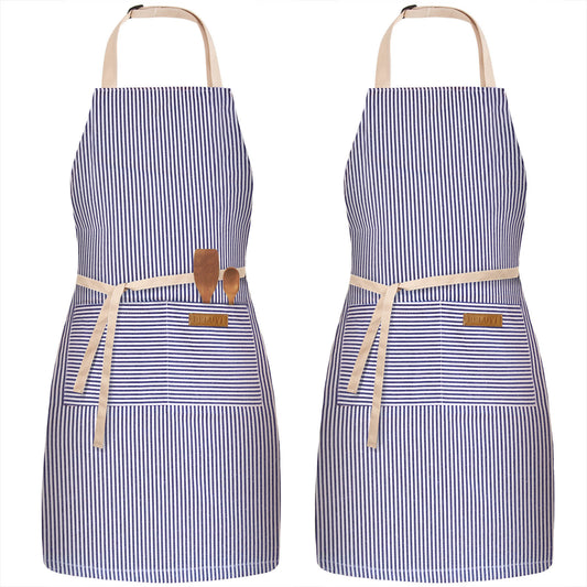 BeLuyi 2 Pack Adjustable Bib Apron with 2 Pockets Chef Cooking Kitchen Restaurant Aprons for Women Men