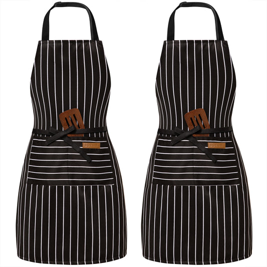 BeLuyi 2 Pack Adjustable Bib Apron with 2 Pockets Chef Cooking Kitchen Restaurant Aprons for Women Men
