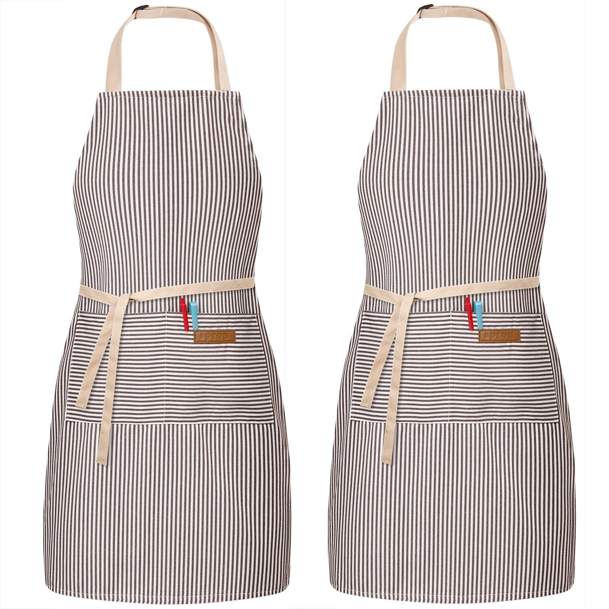 BeLuyi 2 Pack Adjustable Bib Apron with 2 Pockets Chef Cooking Kitchen Restaurant Aprons for Women Men
