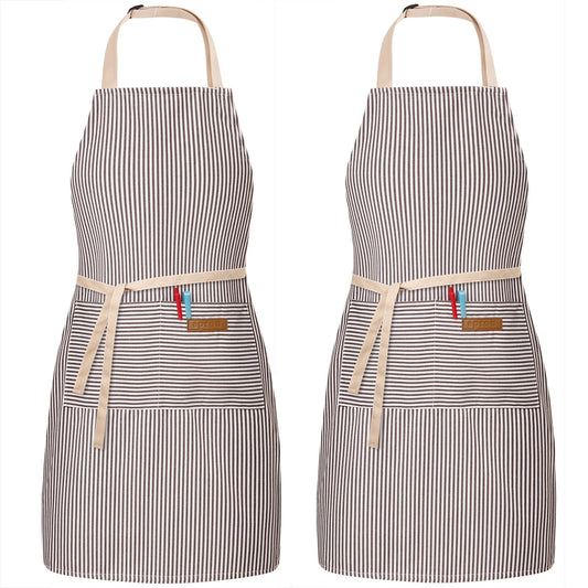 BeLuyi 2 Pack Adjustable Bib Apron with 2 Pockets Chef Cooking Kitchen Restaurant Aprons for Women Men