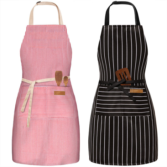 BeLuyi 2 Pack Adjustable Bib Apron with 2 Pockets Chef Cooking Kitchen Restaurant Aprons for Women Men