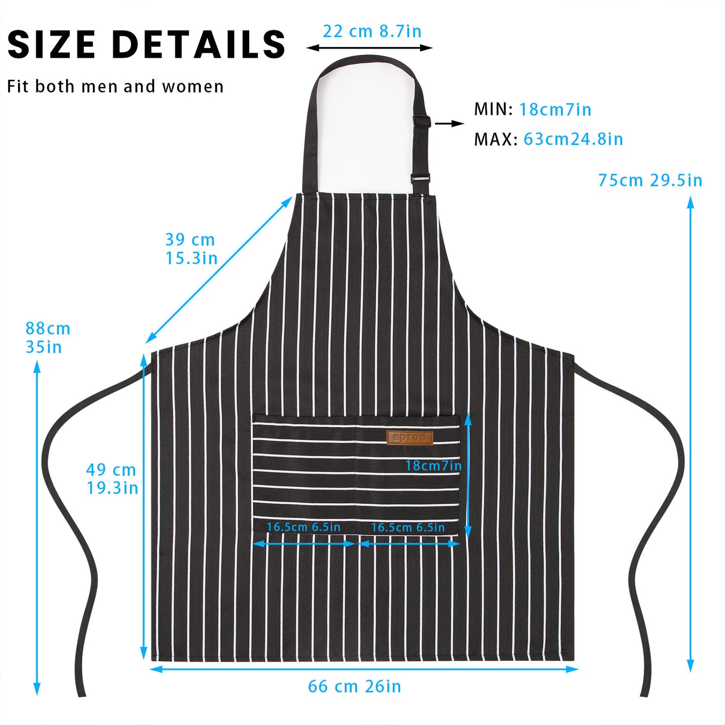 BeLuyi 2 Pack Adjustable Bib Apron with 2 Pockets Chef Cooking Kitchen Restaurant Aprons for Women Men