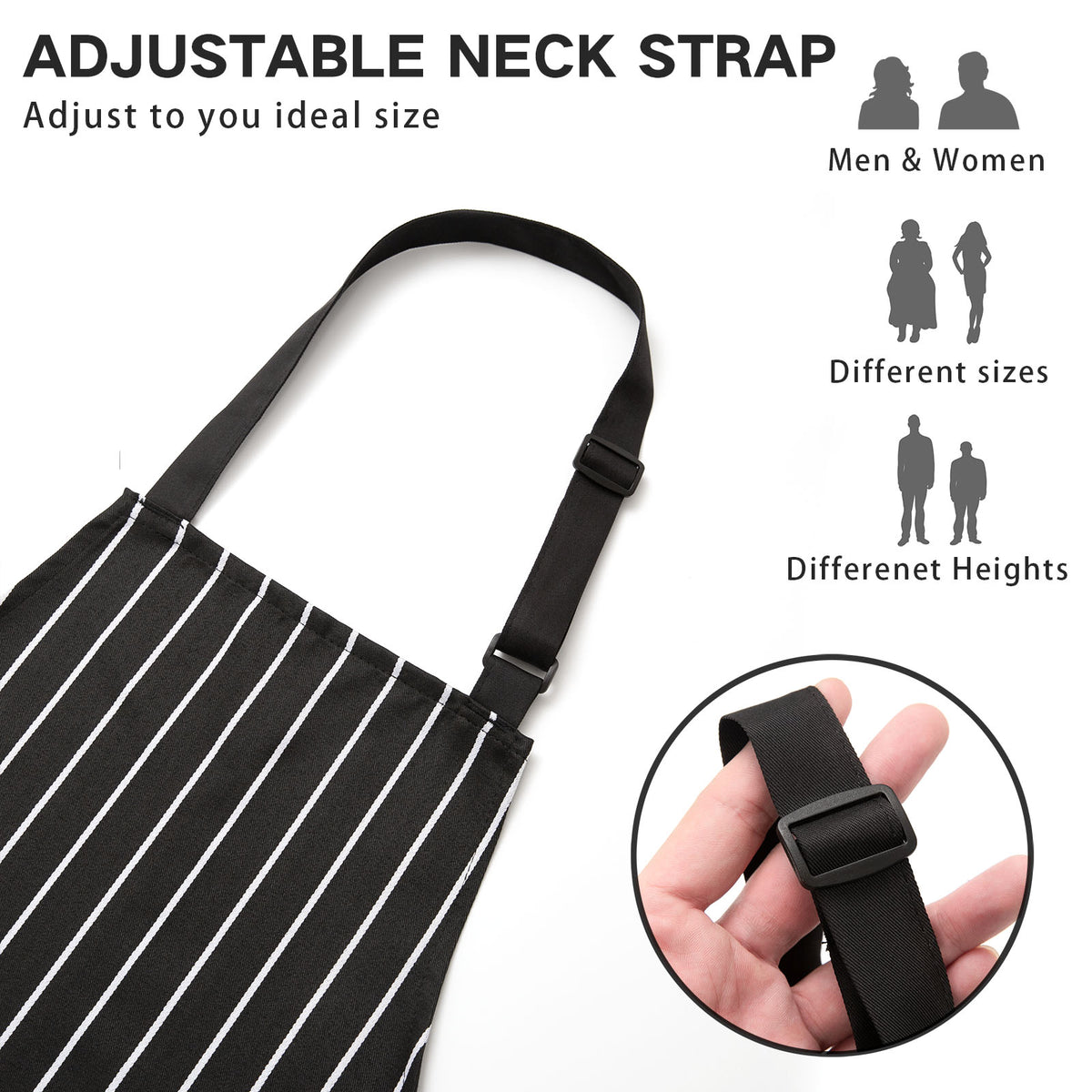 BeLuyi Adjustable Bib Apron with 2 Pockets Chef Cooking Kitchen Restaurant Aprons for Women Men