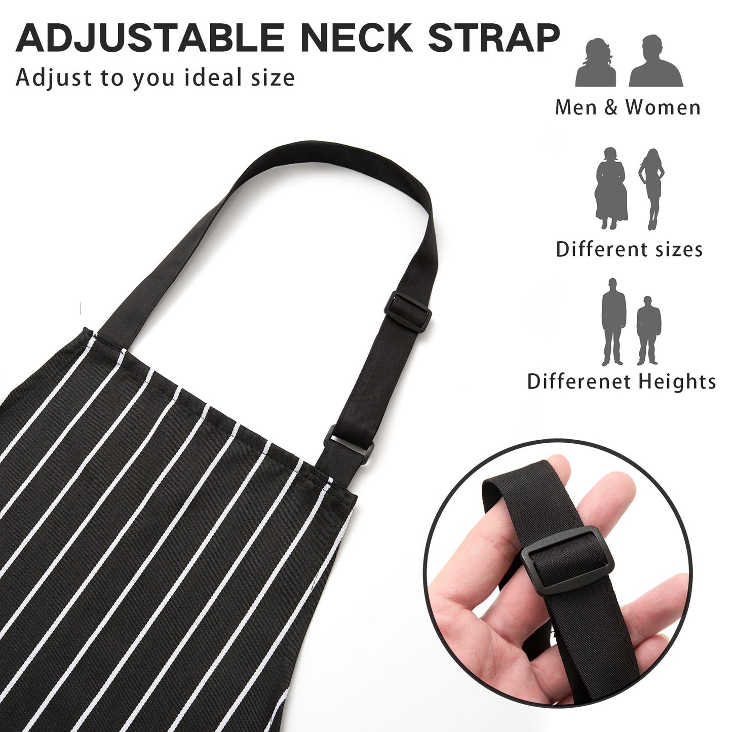 BeLuyi 2 Pack Adjustable Bib Apron with 2 Pockets Chef Cooking Kitchen Restaurant Aprons for Women Men