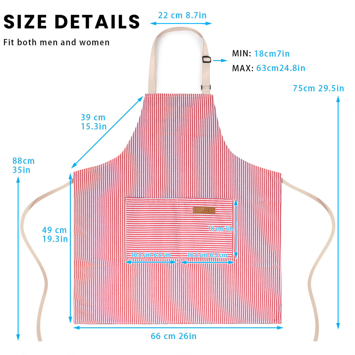 BeLuyi 2 Pack Adjustable Bib Apron with 2 Pockets Chef Cooking Kitchen Restaurant Aprons for Women Men