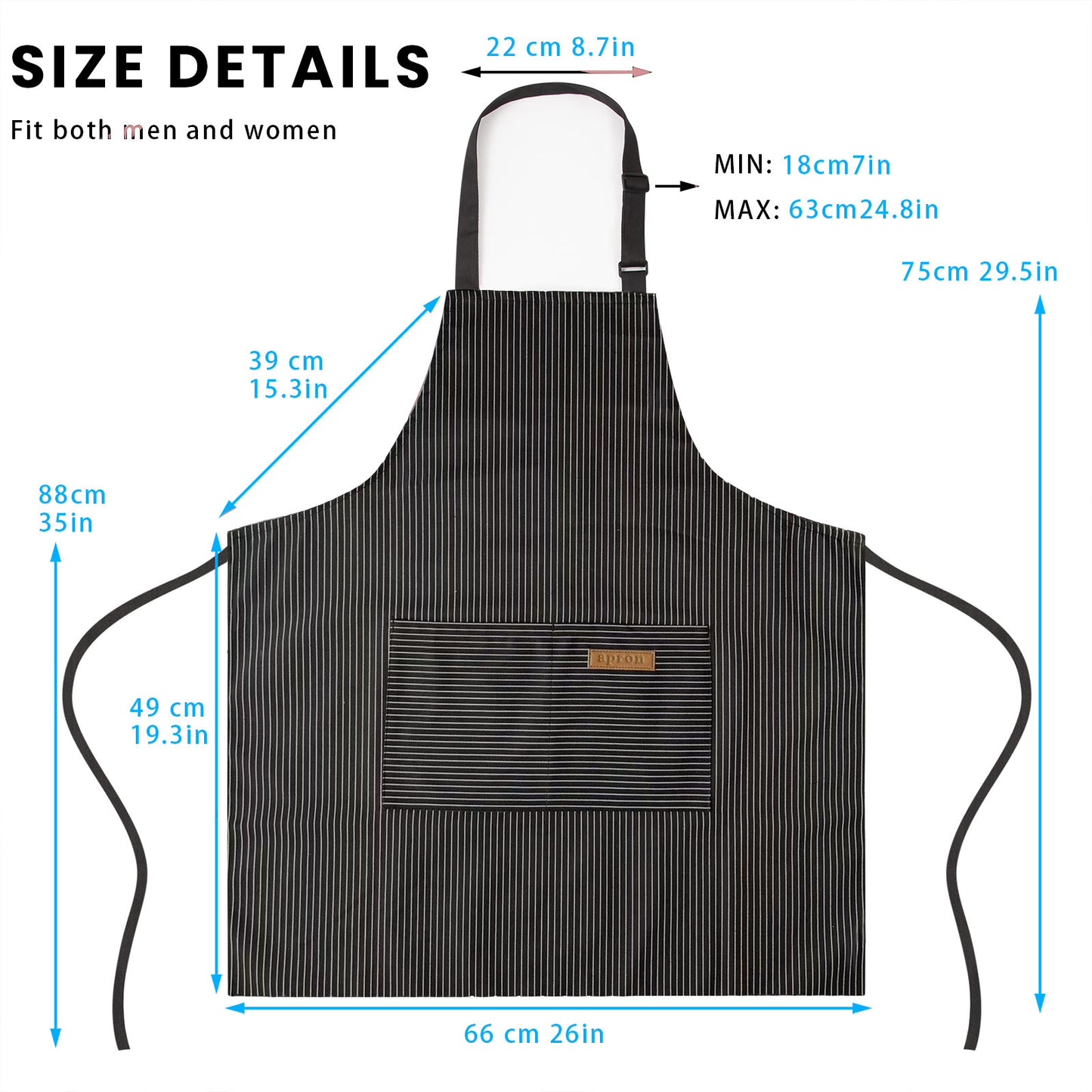 BeLuyi 2 Pack Adjustable Bib Apron with 2 Pockets Chef Cooking Kitchen Restaurant Aprons for Women Men