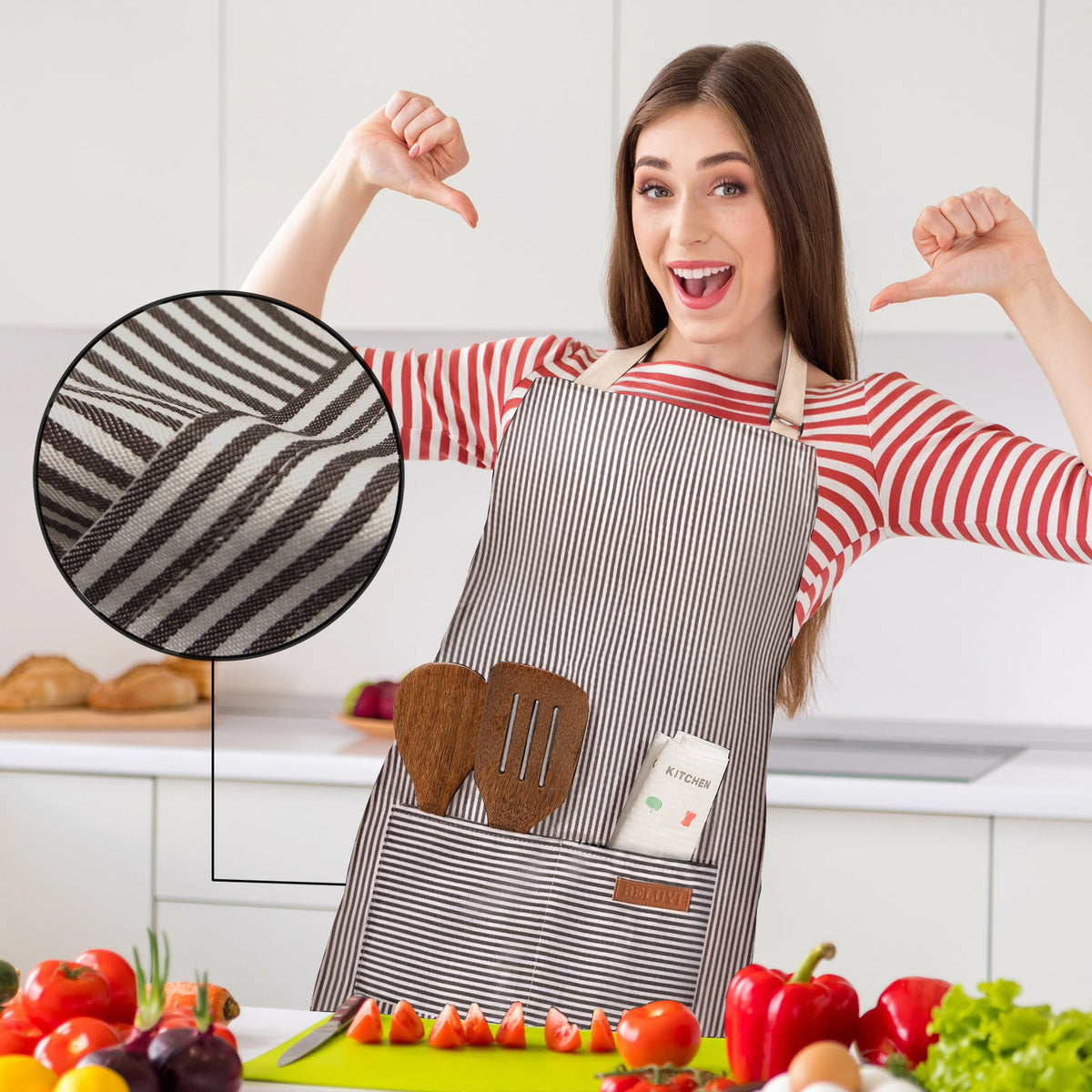 BeLuyi 2 Pack Adjustable Bib Apron with 2 Pockets Chef Cooking Kitchen Restaurant Aprons for Women Men