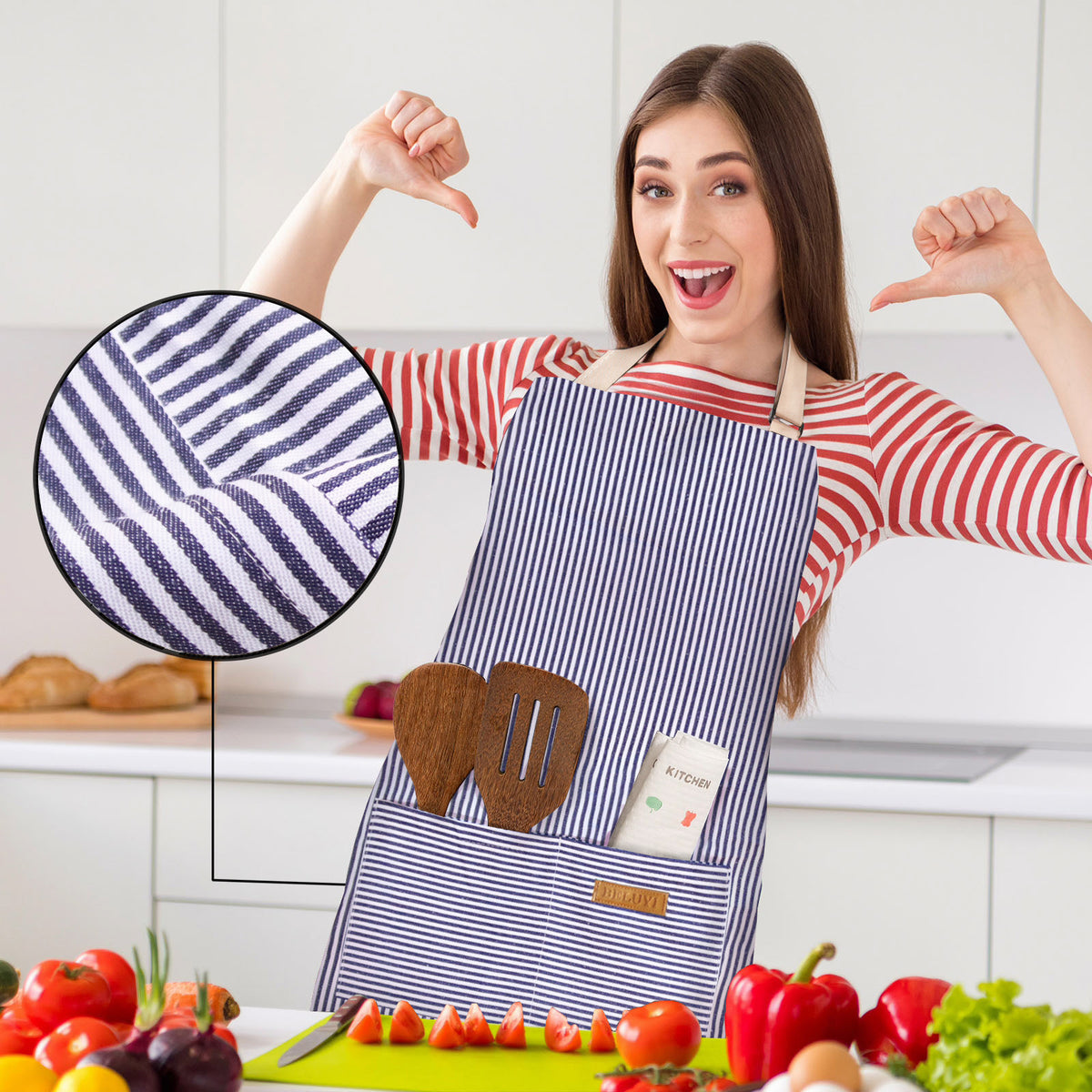 BeLuyi 2 Pack Adjustable Bib Apron with 2 Pockets Chef Cooking Kitchen Restaurant Aprons for Women Men