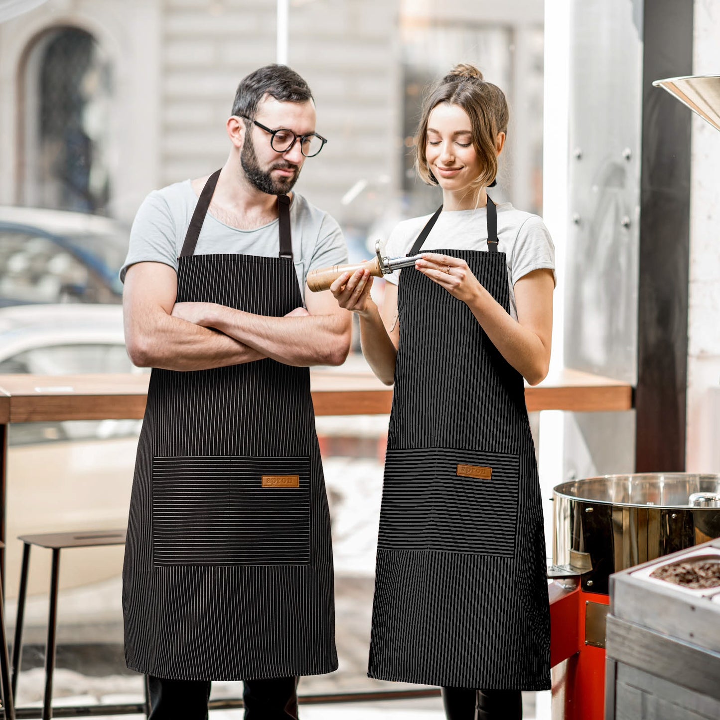 BeLuyi 2 Pack Adjustable Bib Apron with 2 Pockets Chef Cooking Kitchen Restaurant Aprons for Women Men