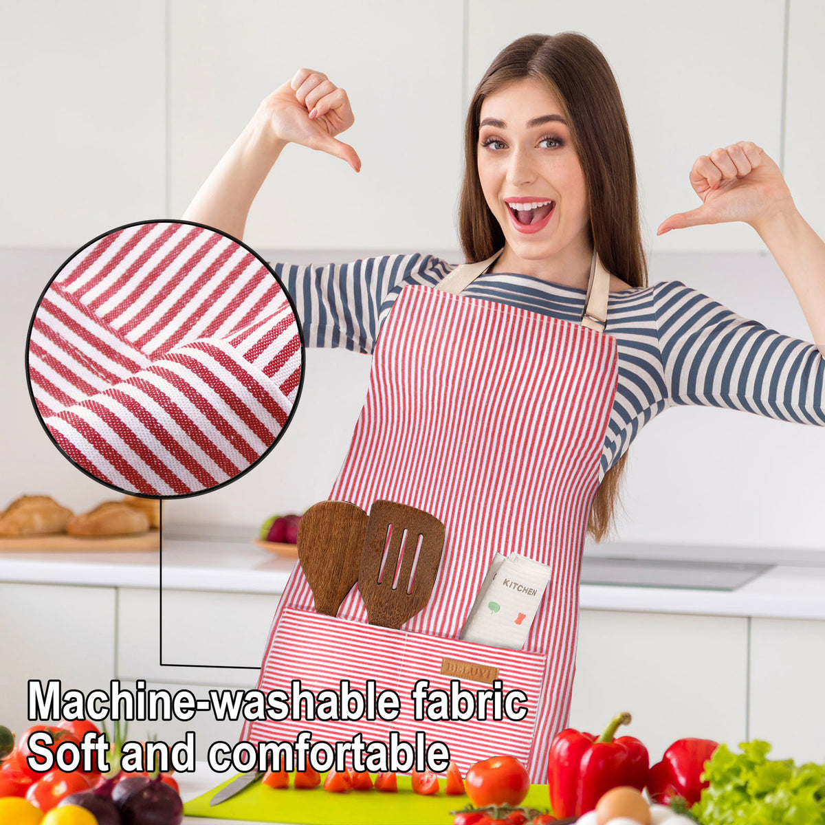 BeLuyi Adjustable Bib Apron with 2 Pockets Chef Cooking Kitchen Restaurant Aprons for Women Men