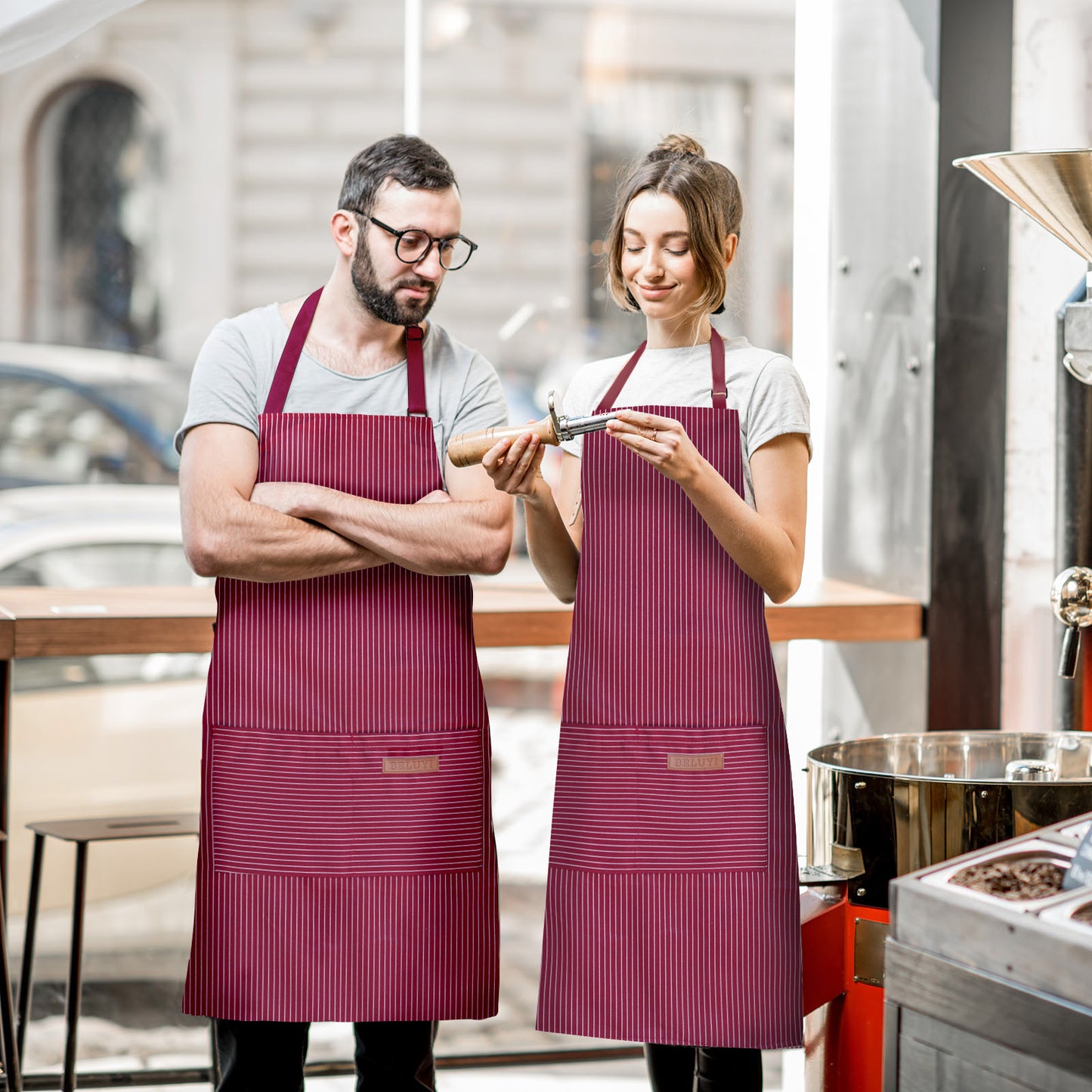 BeLuyi 2 Pack Adjustable Bib Apron with 2 Pockets Chef Cooking Kitchen Restaurant Aprons for Women Men