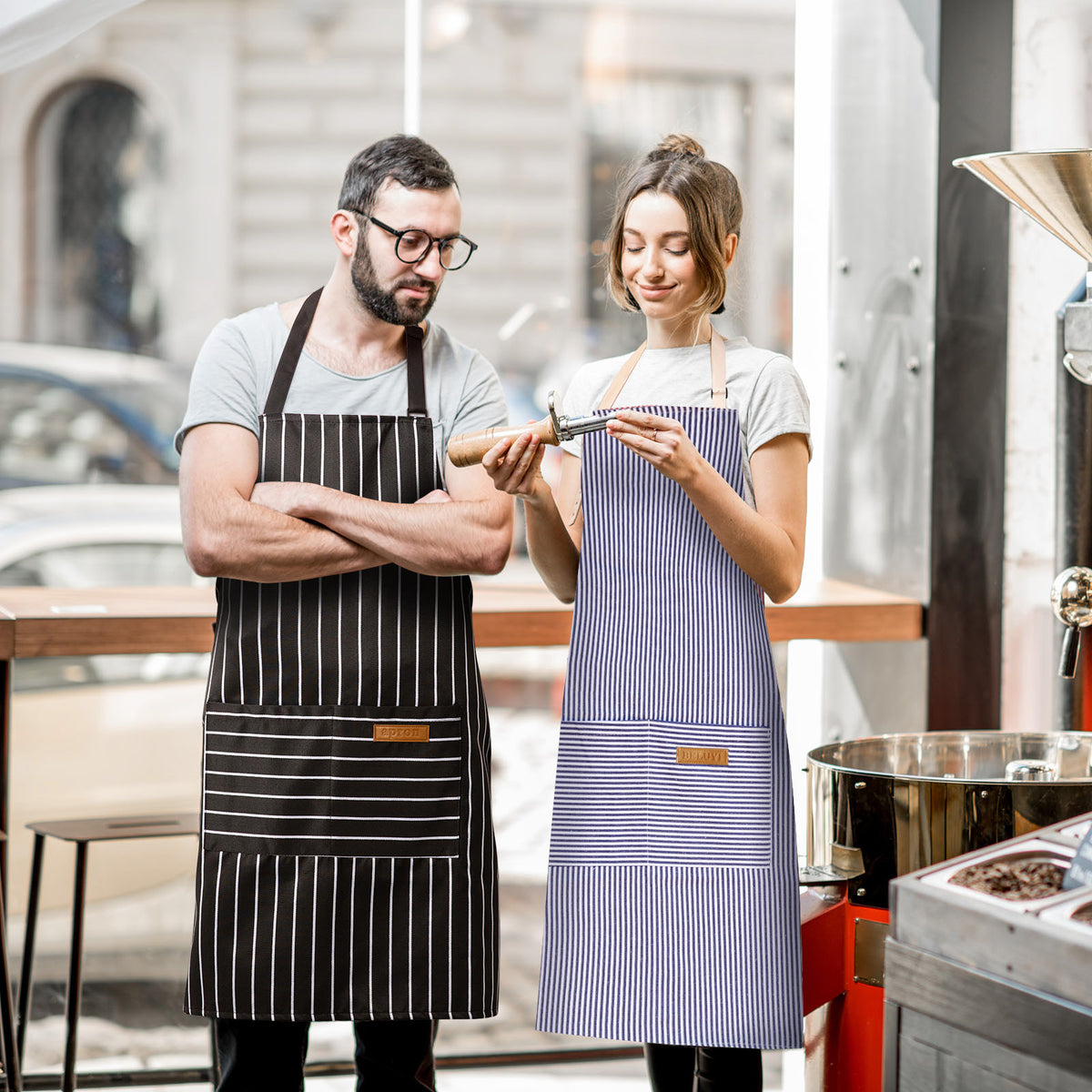 BeLuyi 2 Pack Adjustable Bib Apron with 2 Pockets Chef Cooking Kitchen Restaurant Aprons for Women Men