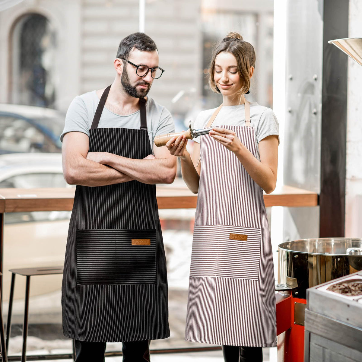 BeLuyi 2 Pack Adjustable Bib Apron with 2 Pockets Chef Cooking Kitchen Restaurant Aprons for Women Men