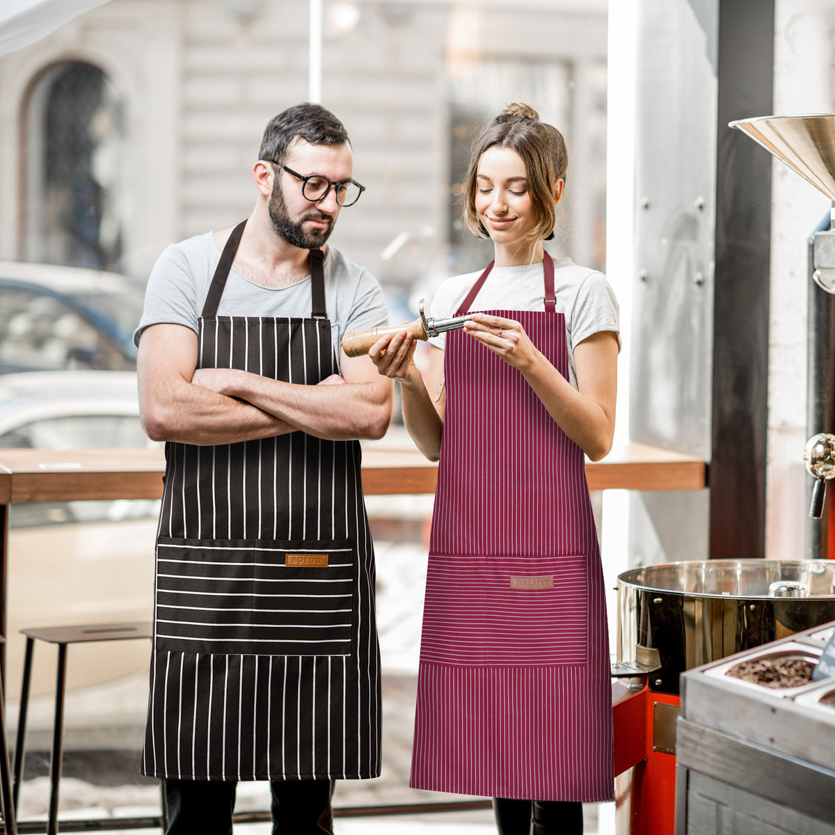 BeLuyi 2 Pack Adjustable Bib Apron with 2 Pockets Chef Cooking Kitchen Restaurant Aprons for Women Men