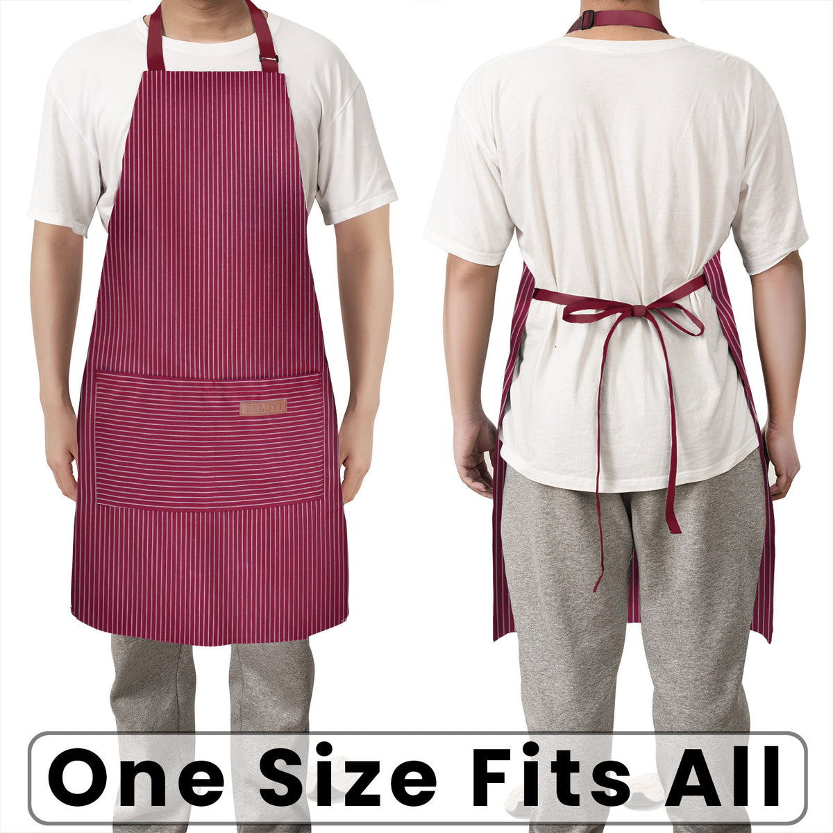BeLuyi 2 Pack Adjustable Bib Apron with 2 Pockets Chef Cooking Kitchen Restaurant Aprons for Women Men