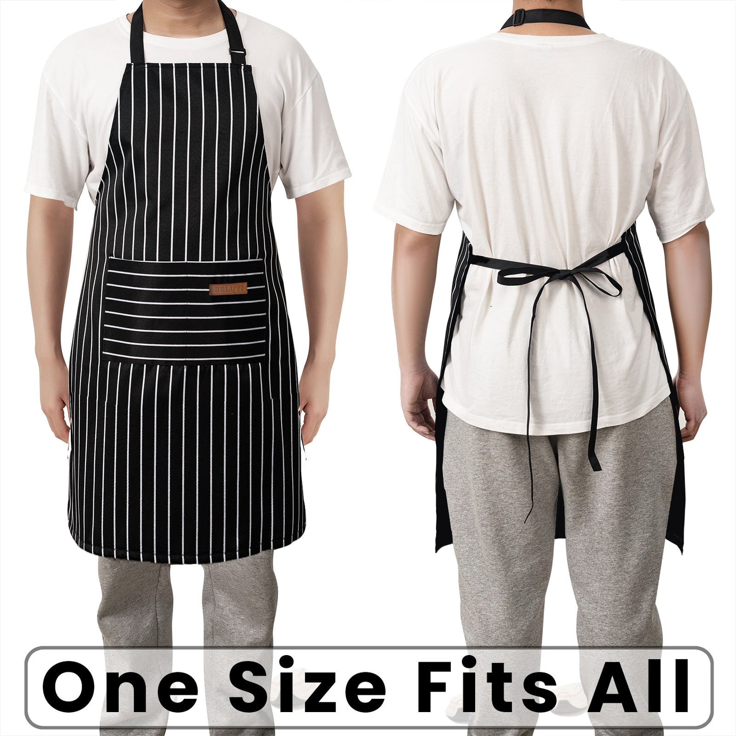 BeLuyi Adjustable Bib Apron with 2 Pockets Chef Cooking Kitchen Restaurant Aprons for Women Men