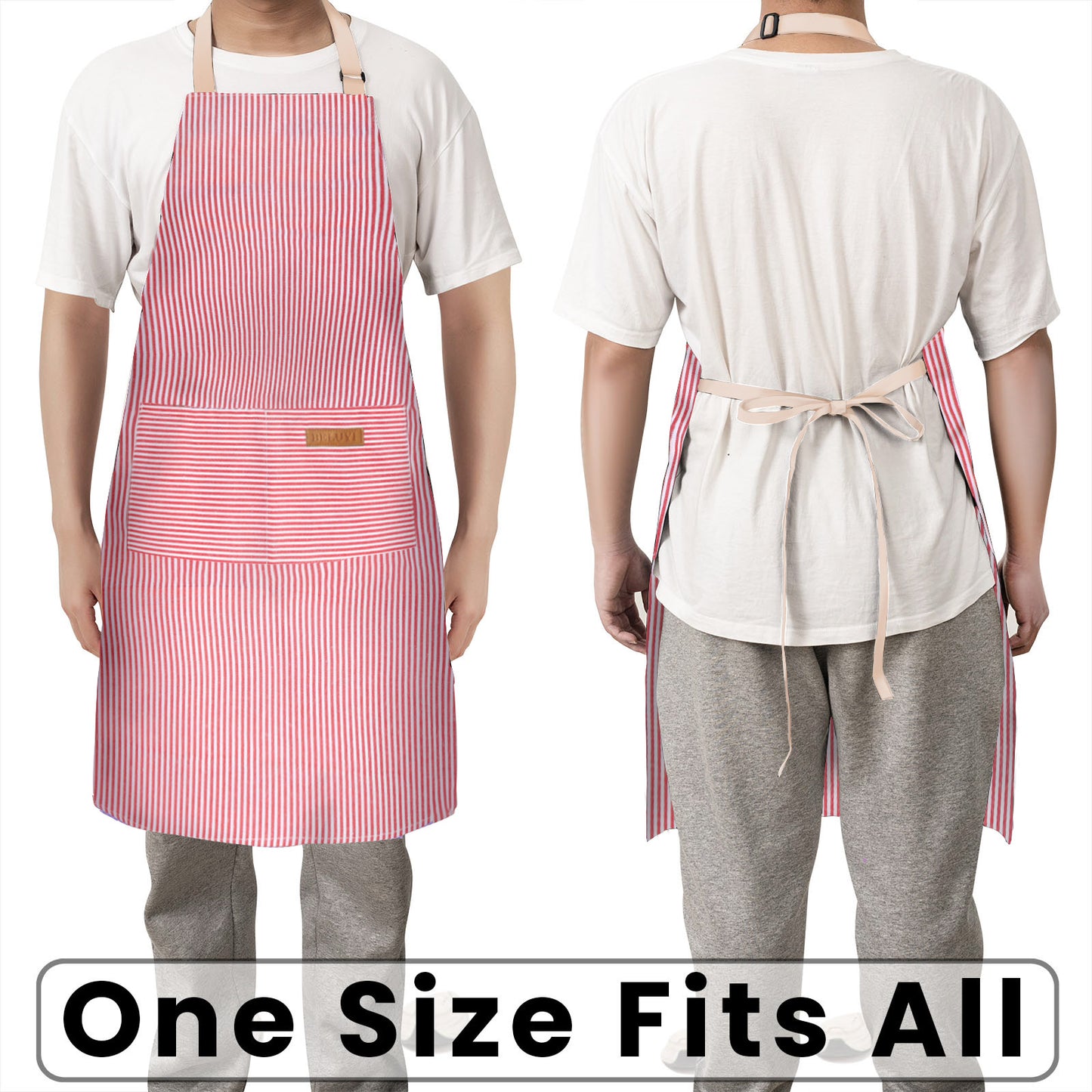 BeLuyi 2 Pack Adjustable Bib Apron with 2 Pockets Chef Cooking Kitchen Restaurant Aprons for Women Men