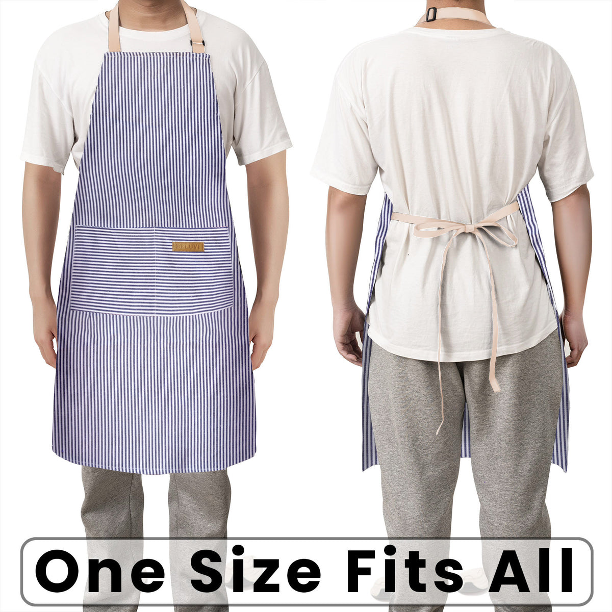 BeLuyi 2 Pack Adjustable Bib Apron with 2 Pockets Chef Cooking Kitchen Restaurant Aprons for Women Men