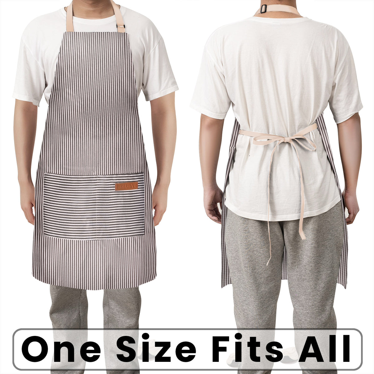 BeLuyi Adjustable Bib Apron with 2 Pockets Chef Cooking Kitchen Restaurant Aprons for Women Men