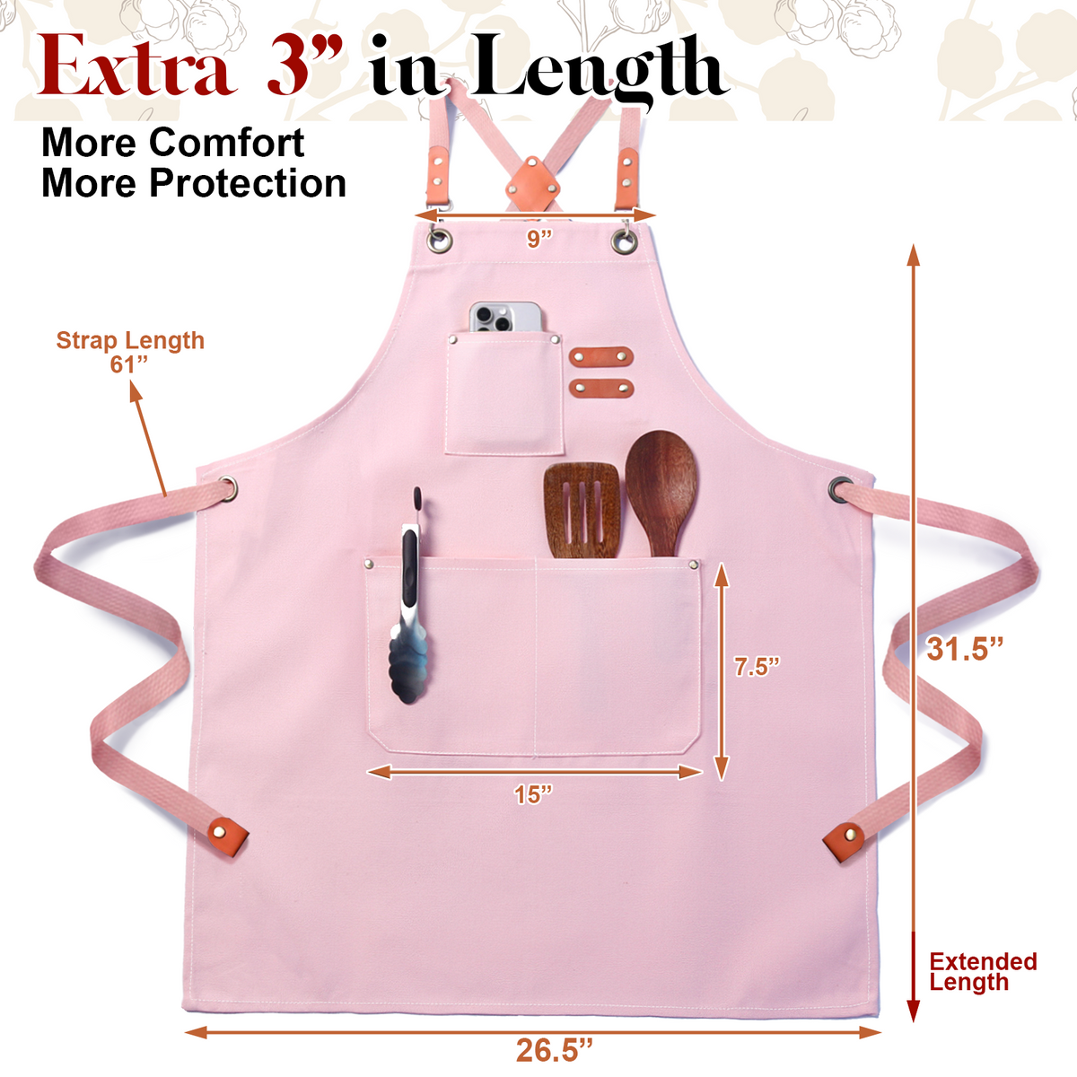 Chef Apron for Men Women with Pockets,Cross Back Cotton Canvas Plus Size Apron for Cooking BBQ Baking Gardening