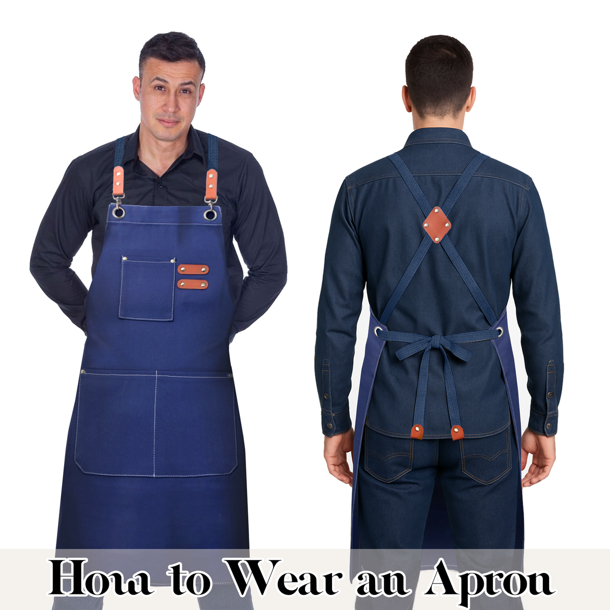 Chef Apron for Men Women with Pockets,Cross Back Cotton Canvas Plus Size Apron for Cooking BBQ Baking Gardening