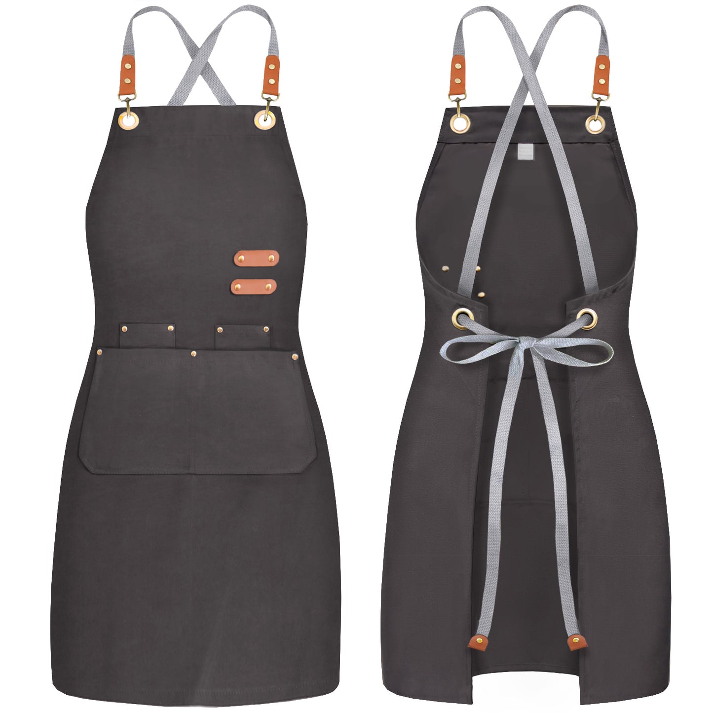 BeLuyi chef apron bib tool apron for man woman cross back straps with 4 pockets for kitchen cooking gardening baking working