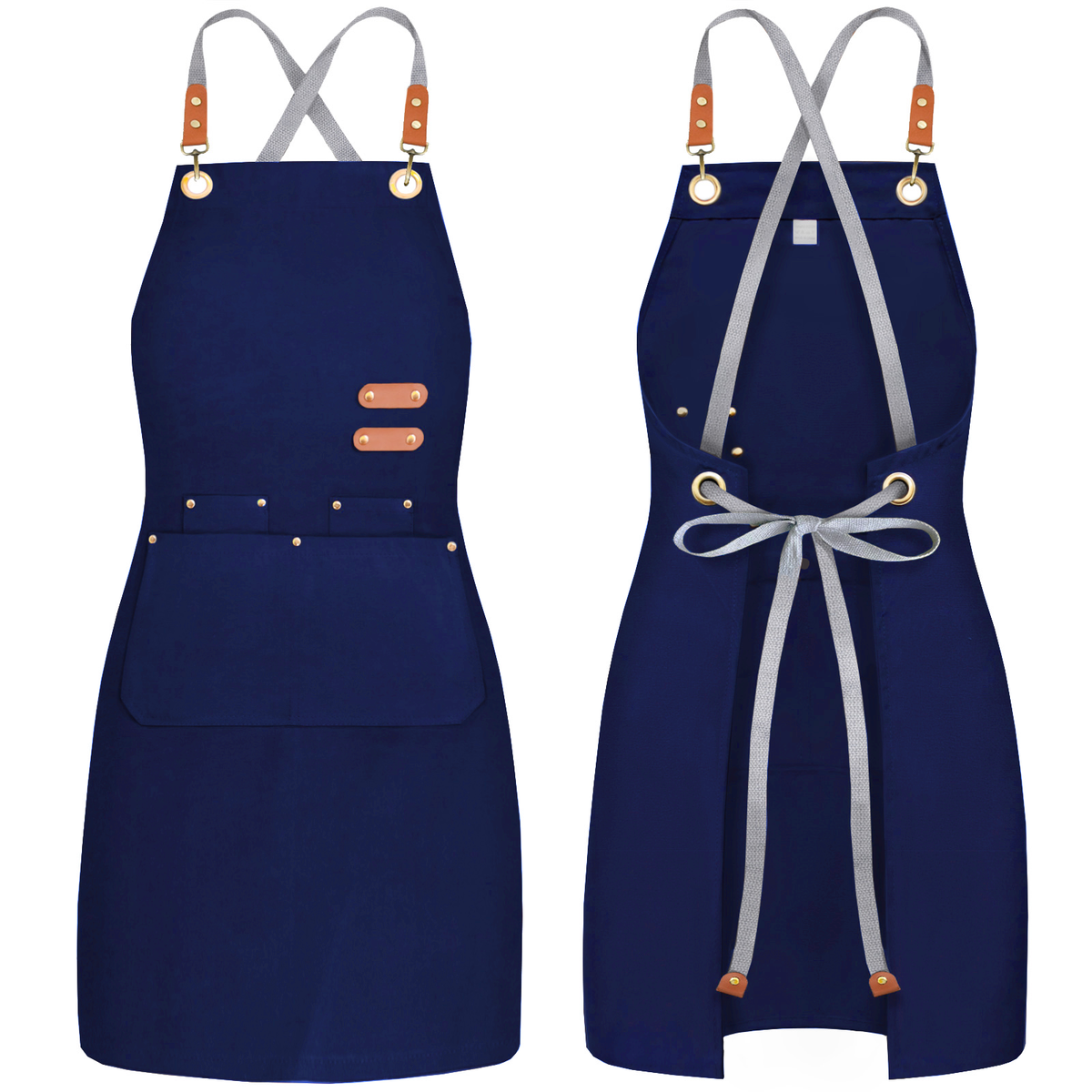 BeLuyi chef apron bib tool apron for man woman cross back straps with 4 pockets for kitchen cooking gardening baking working