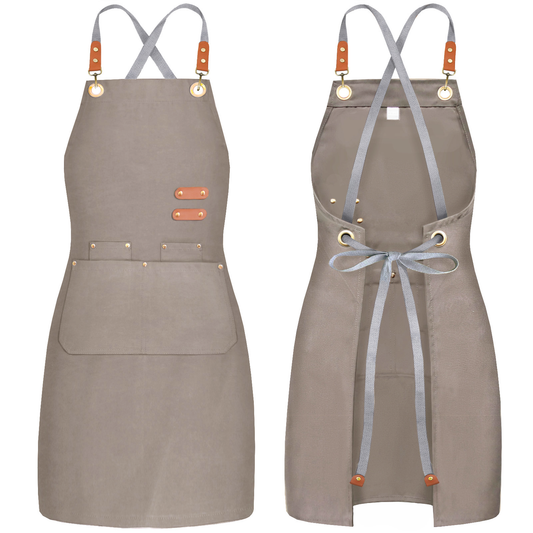 BeLuyi chef apron bib tool apron for man woman cross back straps with 4 pockets for kitchen cooking gardening baking working