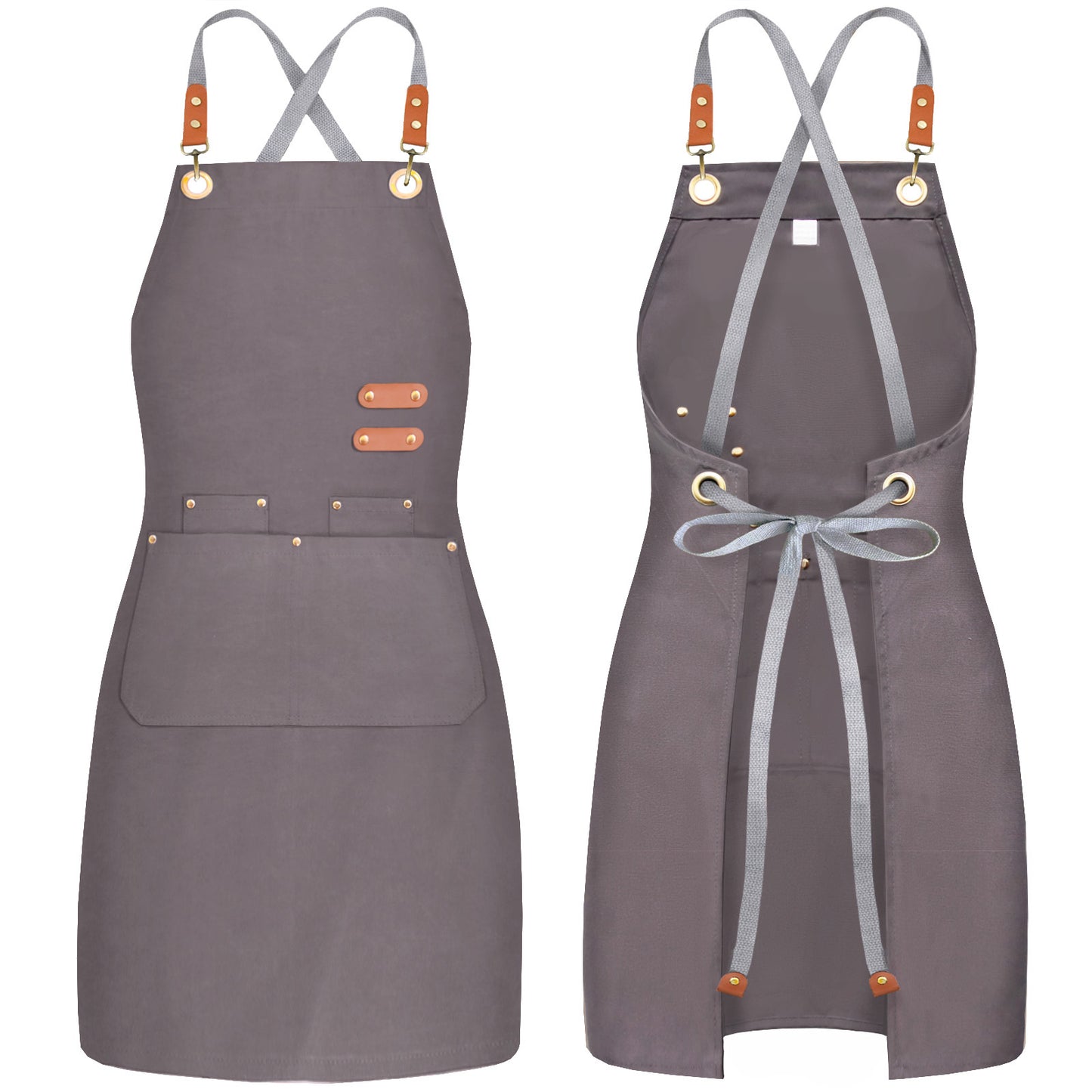 BeLuyi chef apron bib tool apron for man woman cross back straps with 4 pockets for kitchen cooking gardening baking working